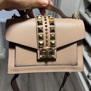 Valentino Beige Crossbody Bag with Gold Studs